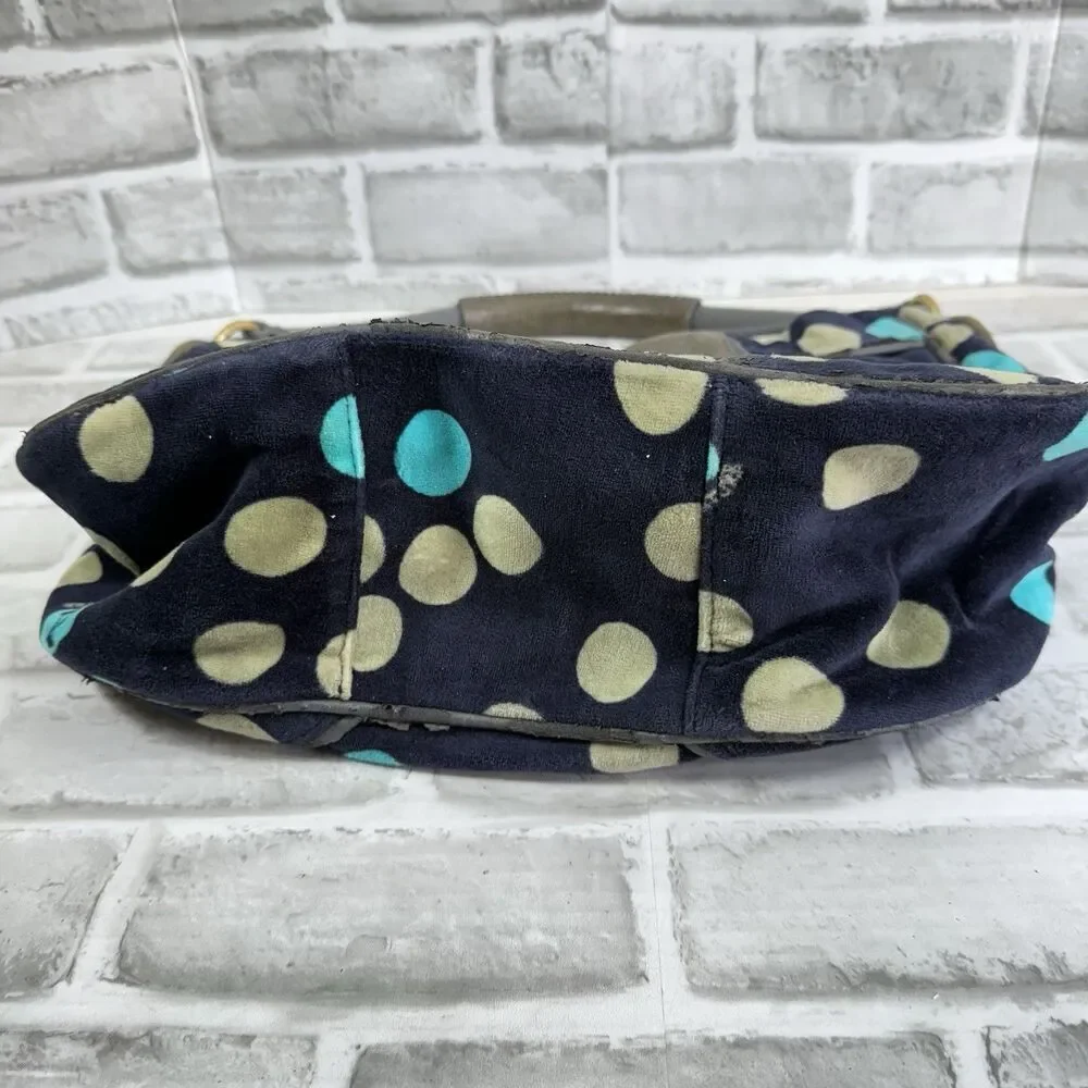 Vintage Juicy Couture Y2K Handbag Green Velour Poka Dot Shoulder Bag Purse